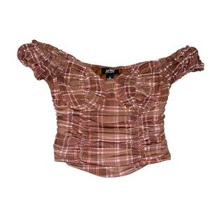 Brown and Pink Plaid Tank Top